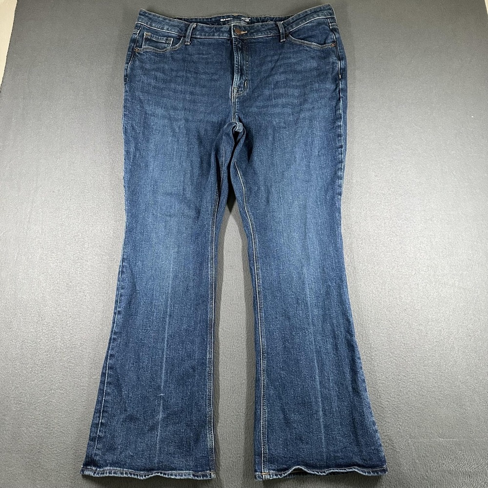 Old Navy Extra High-Rise Flare Jeans Womens 18 Blue Medium Wash Stretch Denim